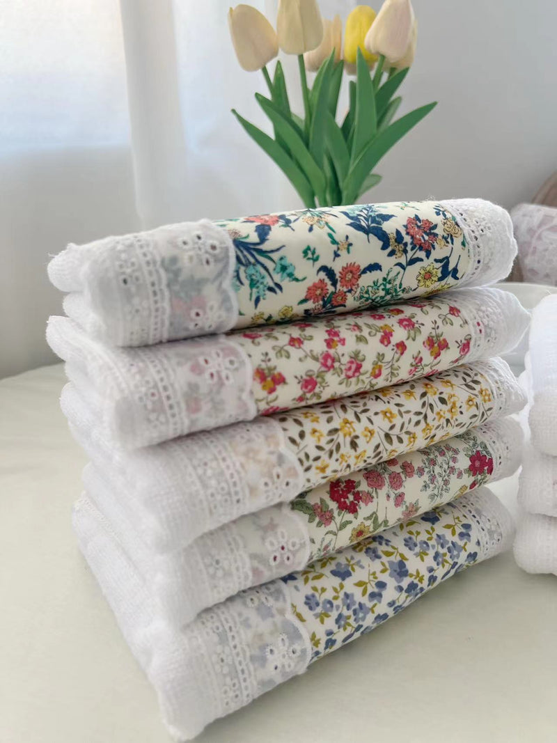 2 PCS Rosy Crush 100% Cotton Solid Color Thickened Adult Face Towel with Floral Soft Texture - 35 x 75cm