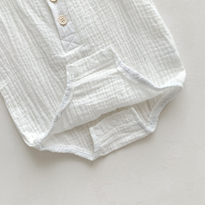 70cm White Sleeveless Bubble Cotton Baby Romper - Soft Newborn Onesie for Boys and Girls, 0-2 Years