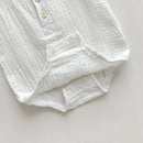 100cm White Sleeveless Bubble Cotton Baby Romper - Soft Newborn Onesie for Boys and Girls, 0-2 Years