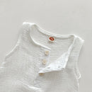 70cm Blue Sleeveless Bubble Cotton Baby Romper - Soft Newborn Onesie for Boys and Girls, 0-2 Years