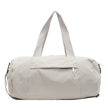 Beige Candy-Colored Women's Gym Duffel Bag - Large Capacity Cylindrical Travel Tote with Handles