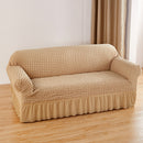 Beige Single Sofa Bubble Gauze Sofa Cover with Skirt - Full Elastic Dustproof Single Seater 90-140cm
