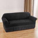 Black Double Sofa Bubble Gauze Sofa Cover with Skirt - Full Elastic Dustproof Double Seater 145-185cm