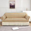 Beige-coffee Three-person Sofa Bubble Gauze Sofa Cover with Skirt - Full Elastic Dustproof Three-person Seater 190-230cm