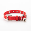 3 pcs Red Stylish PU Leather Pet Collar - Anti-Loss, Puppy Bell, Star & Moon Design Width 1.2cm Total Length 35cm