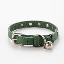 3 pcs Green Stylish PU Leather Pet Collar - Anti-Loss, Puppy Bell, Star & Moon Design Width 1.2cm Total Length 35cm