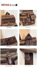 Black Stripes Boho Pattern Backpack - Stylish Casual Backpack for Everyday