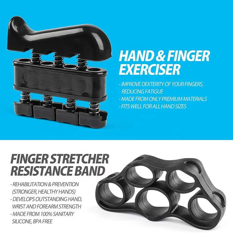 Black 5-Piece Hand Grip Strength Training Set – Adjustable Grip Exerciser, Silicone Grip Rings & Grip Ball