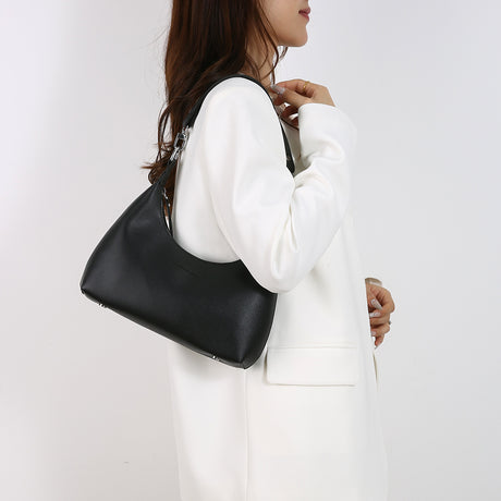 Black Women's Trendy PU Leather Shoulder Bag - Fashionable Underarm Hobo Bag with Adjustable Strap
