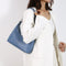 Blue Women's Trendy PU Leather Shoulder Bag - Fashionable Underarm Hobo Bag with Adjustable Strap