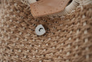 Brown Boho Circle Straw Bag - Stylish Woven Tote with Round Handles