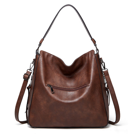 Dark Red Spacious & Stylish  PU Leather Tote Bag -  Versatile Shoulder/Crossbody