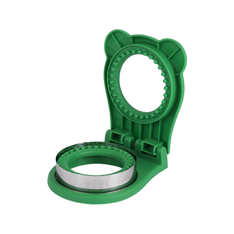3 Pcs Green Round Sandwich Sealer & Cutter - Safe Hand Guard Design, DIY Pocket Bread Mold
