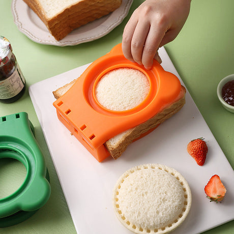 3 Pcs Orange Round Sandwich Sealer & Cutter - Safe Hand Guard Design, DIY Pocket Bread Mold