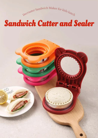3 Pcs Grey Round Sandwich Sealer & Cutter - Safe Hand Guard Design, DIY Pocket Bread Mold