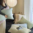 White Wide Stripes Long Staple Cotton Sateen Pillowcase Set - Jacquard Striped, Pure Cotton, 48x74cm (Pair)