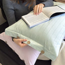 White Wide Stripes Long Staple Cotton Sateen Pillowcase Set - Jacquard Striped, Pure Cotton, 48x74cm (Pair)