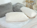 Black Faux Fur Pillowcase Set - Crystal Velvet Plush Throw Pillow Covers, Bedding Accent (50x70cm, Pair)