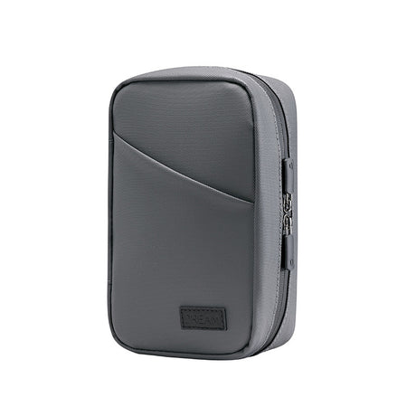 Grey Premium PU Leather Multi-Functional Travel Cable Organizer - Waterproof Digital Storage Pouch