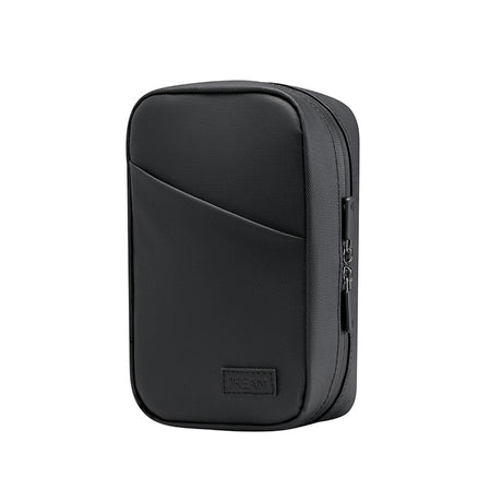 Black Premium PU Leather Multi-Functional Travel Cable Organizer - Waterproof Digital Storage Pouch