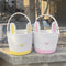 Blue And White Stitching Charming Easter Egg Tote Basket - Cute Rabbit-Themed Handwoven Cotton Rope Candy Holder
