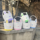 Pink And White Stitching Charming Easter Egg Tote Basket - Cute Rabbit-Themed Handwoven Cotton Rope Candy Holder