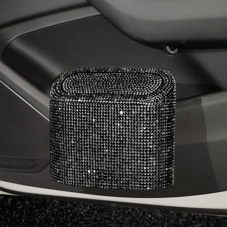 Black Diamond Sparkly Rhinestone Car Trash Can - Diamond Auto Garbage Bin Organizer