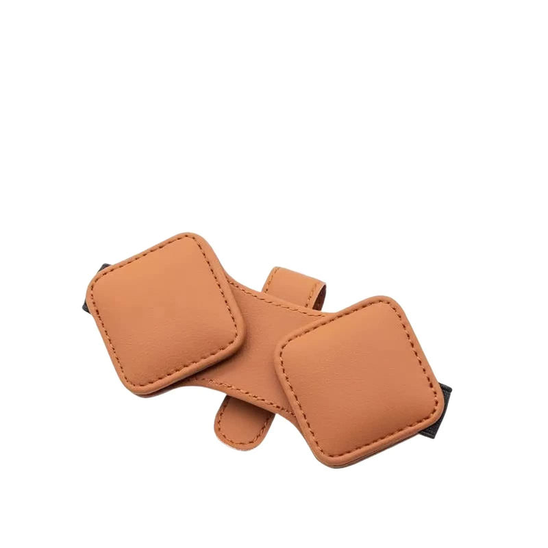 2 Pcs Orange Car Sun Visor Glasses Holder Clip with Dual Magnetic Clamps - PU Leather, Anti-Slip, and Multi-Functional Storage