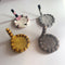 2 Pcs Grey Handmade Wool Felt Cat Coasters - Cute Tiger Design, Heat-Resistant Table Mats