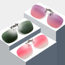 2 Pcs Grey Pink Gradient Color Polarized Clip-On Sunglasses - Day & Night Use, Frameless Polygon Design for Fishing & Driving