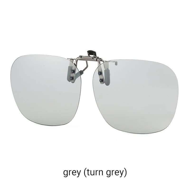 2 Pcs Grey Polarized Clip-On Sunglasses - Day & Night Use, Frameless Polygon Design for Fishing & Driving