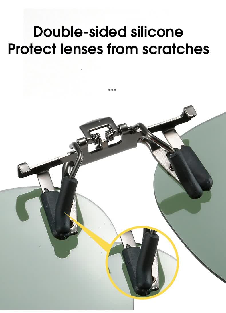 2 Pcs Grey Polarized Clip-On Sunglasses - Day & Night Use, Frameless Polygon Design for Fishing & Driving