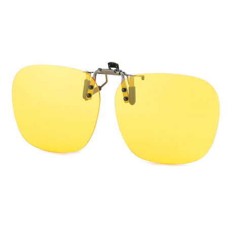 2 Pcs Night Vision Yellow Polarized Clip-On Sunglasses - Day & Night Use, Frameless Polygon Design for Fishing & Driving