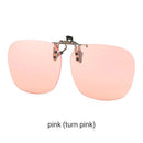 2 Pcs Pink Polarized Clip-On Sunglasses - Day & Night Use, Frameless Polygon Design for Fishing & Driving