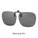 2 Pcs Black Grey Polarized Clip-On Sunglasses - Day & Night Use, Frameless Polygon Design for Fishing & Driving