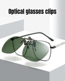 2 Pcs Black Grey Polarized Clip-On Sunglasses - Day & Night Use, Frameless Polygon Design for Fishing & Driving