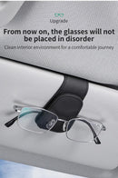 2 Pcs Grey PU Leather Car Visor Sunglasses Holder - Multi-Functional Clip for Glasses, Cards & Tickets, 9.5x4.5cm
