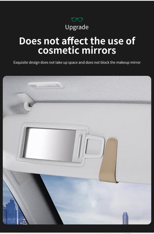 2 Pcs Blue PU Leather Car Visor Sunglasses Holder - Multi-Functional Clip for Glasses, Cards & Tickets, 9.5x4.5cm