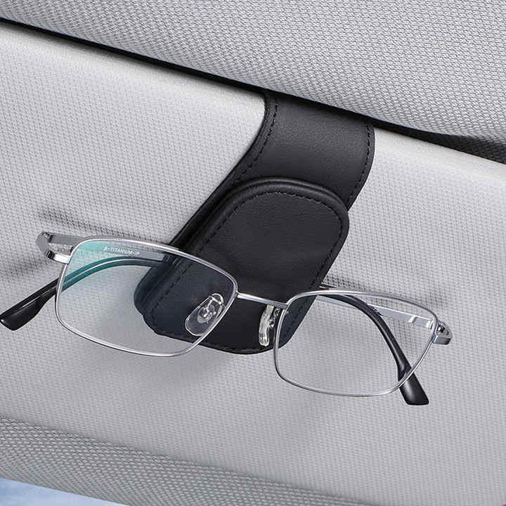 2 Pcs Wine Red PU Leather Car Visor Sunglasses Holder - Multi-Functional Clip for Glasses, Cards & Tickets, 9.5x4.5cm