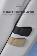 2 Pcs Pink PU Leather Car Visor Sunglasses Holder - Multi-Functional Clip for Glasses, Cards & Tickets, 9.5x4.5cm