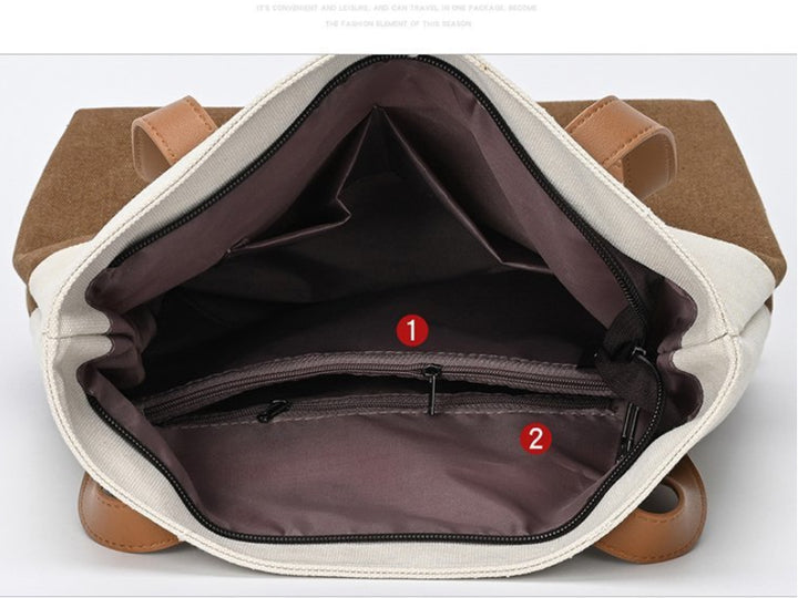 Purple And Brown Canvas Tote Bag for Women - Multi-Use Shoulder Handbag & Backpack, Large Capacity, 30x10x40cm