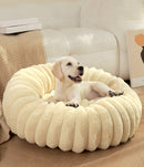 Beige Plush Pet Bed - 40cm Round Dog & Cat Mat, Cozy PP Cotton Filled, Comfortable Pet Supplies