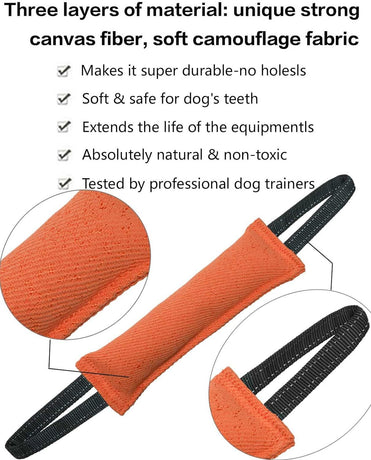 Black Durable 2-Pack Tug-of-War Dog Training Toy - Tear-Resistant, Safe & Interactive for All Breeds