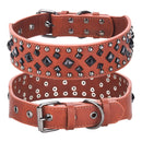 Size S Brown 1 pack Stylish PU Leather Dog Collar with Spikes - Adjustable, Durable & Comfortable for Medium to Large Breeds