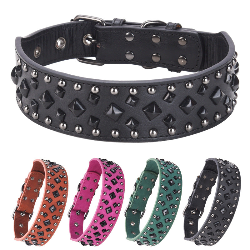 Size S Pink 1 pack Stylish PU Leather Dog Collar with Spikes - Adjustable, Durable & Comfortable for Medium to Large Breeds