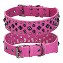 Size L Pink 1 pack Stylish PU Leather Dog Collar with Spikes - Adjustable, Durable & Comfortable for Medium to Large Breeds