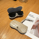 Beige Stylish PU Leather Eyeglass Case - Portable Sunglasses Storage Pouch with Strap for Men and Women