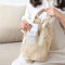 Purple Lightweight Mesh Drawstring Beach Bag - Portable Travel Organizer for Toiletries and Essentials