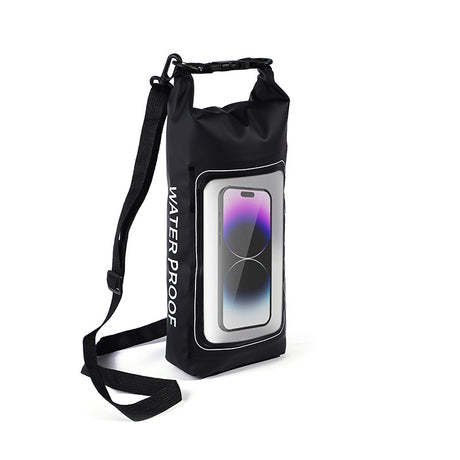 Black 2L Waterproof Phone Pouch - Multi-Functional PVC Dry Bag for Swimming and Water Activities