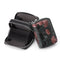 Black Background With Red Roses Floral Embossed Genuine Leather Card Holder - Large Capacity 10 Card Slots, RFID Blocking, Double Zipper Coin Pouch